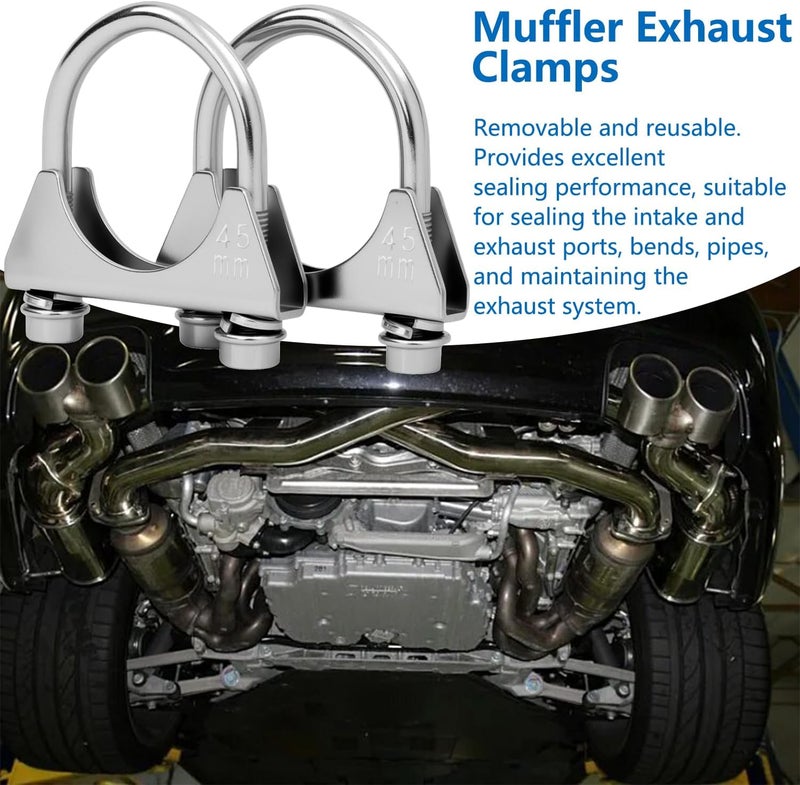 IFYKIM 1.75" U-Bolt Muffler Exhaust Clamps, Saddle Style U-Bolt Clamp Fit 1.75" OD on Tip Pipes Connection (45mm-fit 1.75" OD) - Image 4